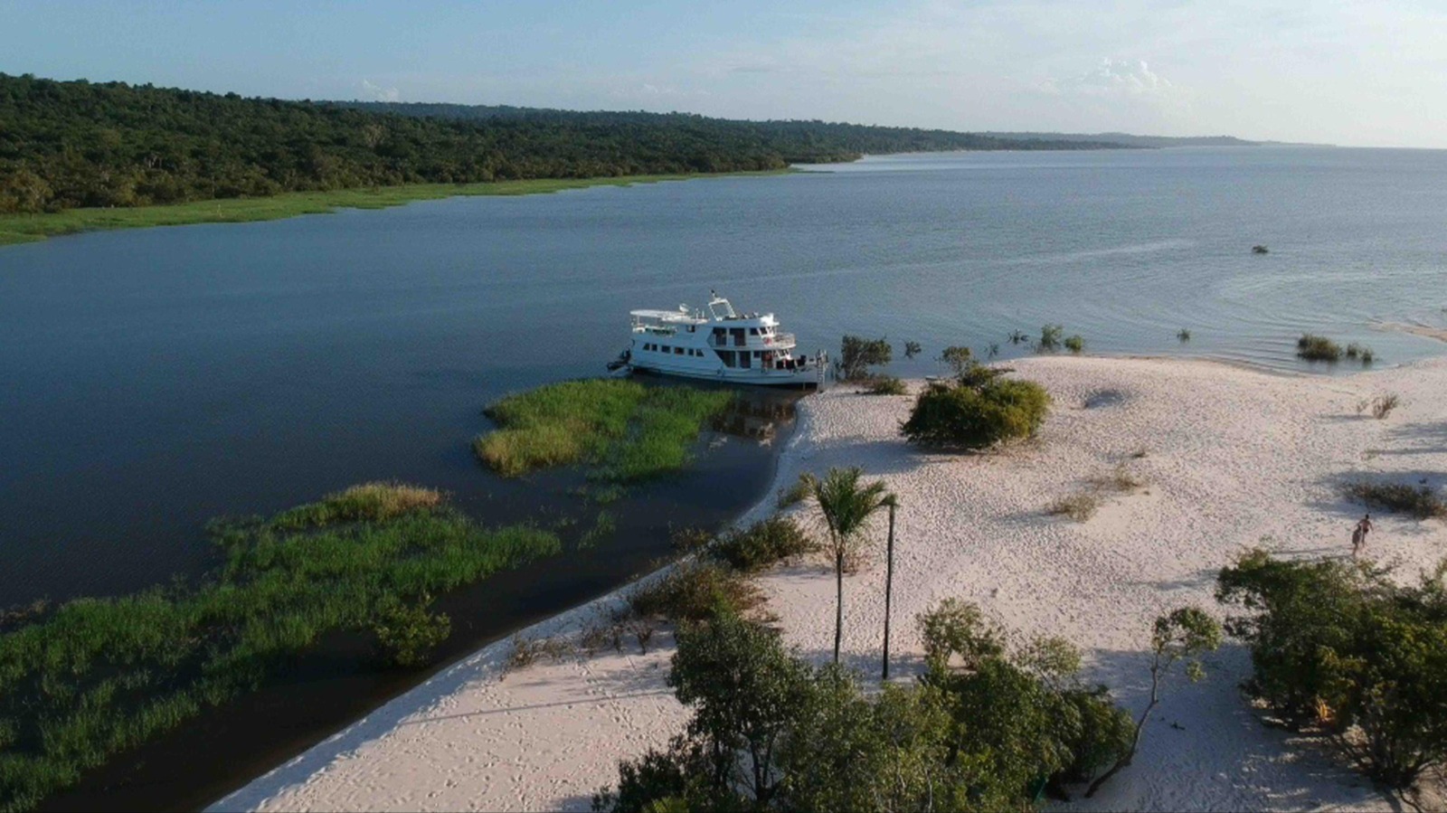 Vista aérea do rio Amazonas serpenteando pela floresta